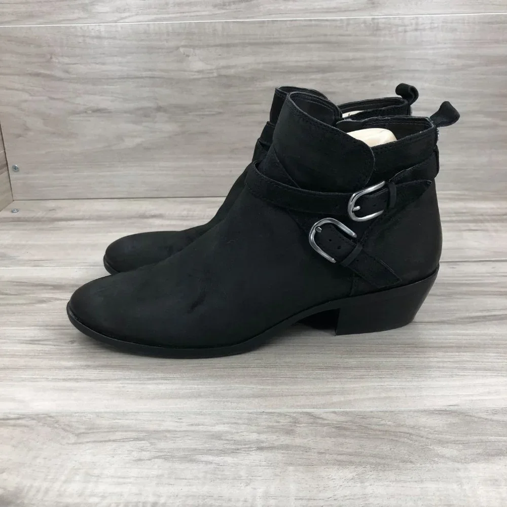 Sam Edelman Ankle Boots Women's 7.5 Parlie Soft Leather Distressed Toe Zip Booti